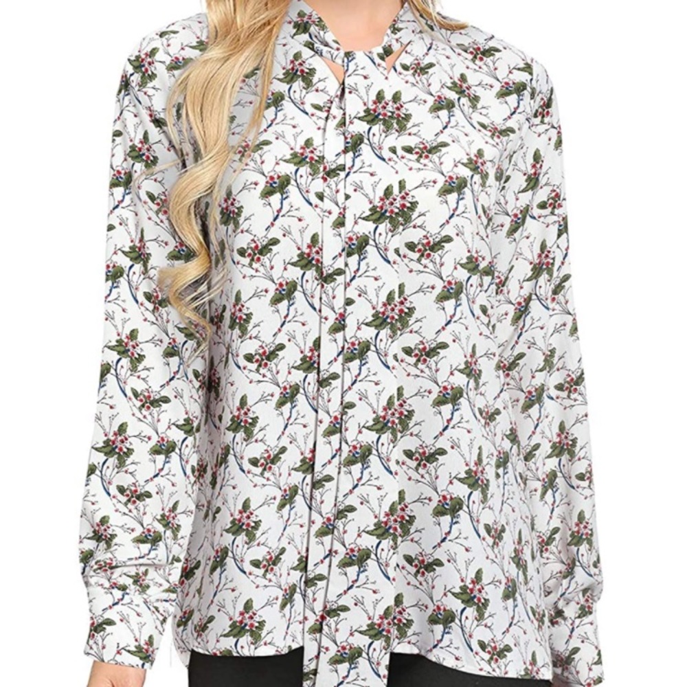 Floral Tie Neck Blouse